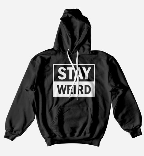 stayweird-boxedwhiteonblack hoodie