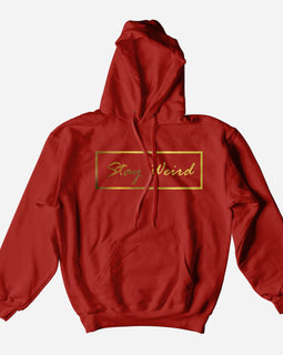 twiceweird stayweird-goldfont red hoodie